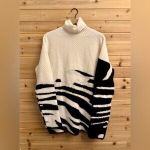 Gauge81 Size Medium Angora Wool Mohair Blend Zebra Turtleneck Tunic Sweater